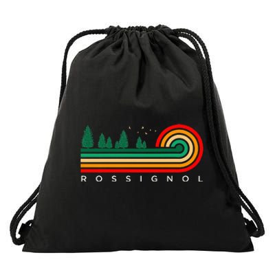 Evergreen Vintage Stripes Rossignol Louisiana Drawstring Bag