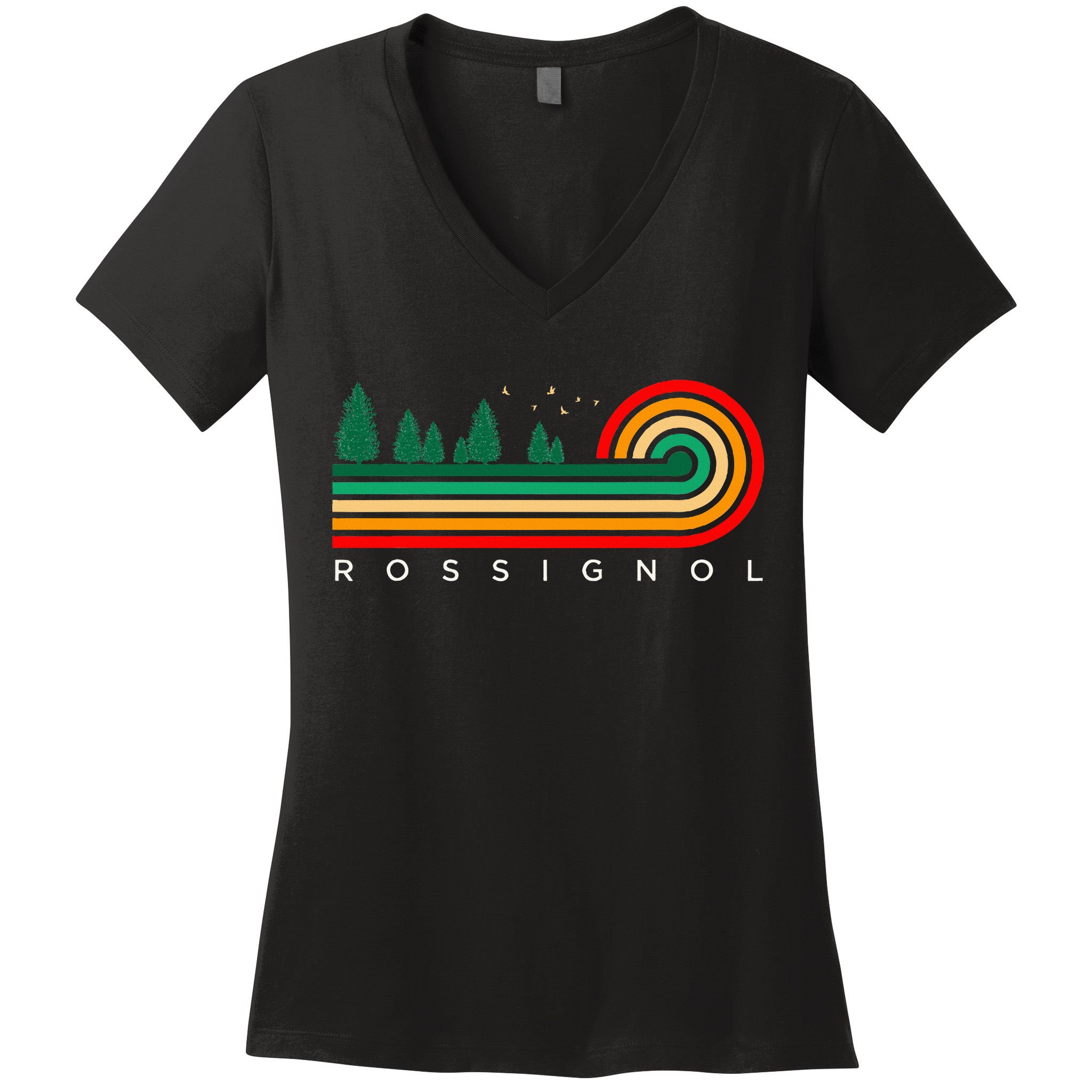 Evergreen Vintage Stripes Rossignol Louisiana Women's V-Neck T-Shirt