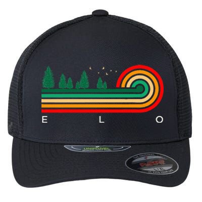 Evergreen Vintage Stripes Elo Wisconsin Flexfit Unipanel Trucker Cap