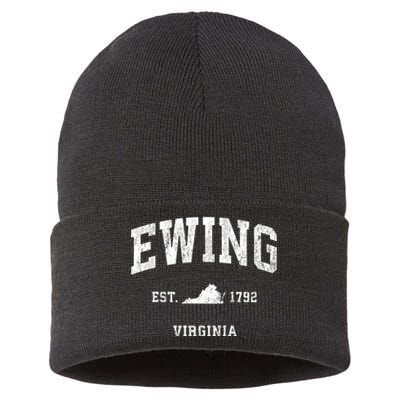 Ewing Virginia Va Vintage Athletic Sports Sustainable Knit Beanie