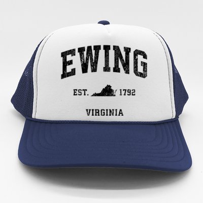 Ewing Virginia Va Vintage Athletic Sports Trucker Hat