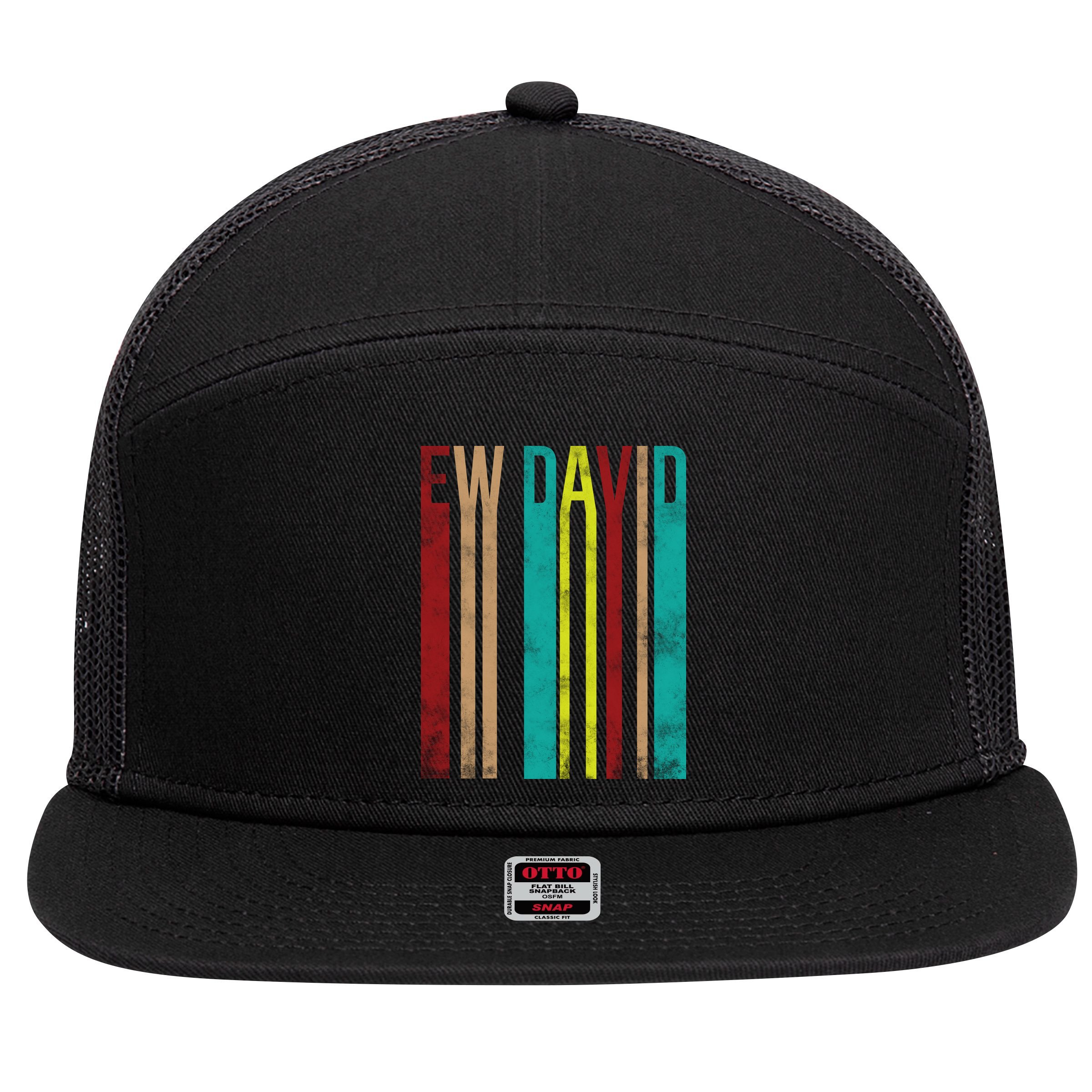 Ew David Retro Logo 7 Panel Mesh Trucker Snapback Hat