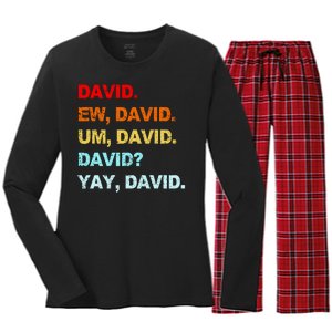 Ew David Yay David Women's Long Sleeve Flannel Pajama Set 