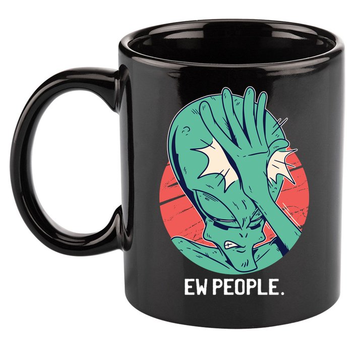 Ew People Alien Facepalm 11oz C Handle Ceramic Mug