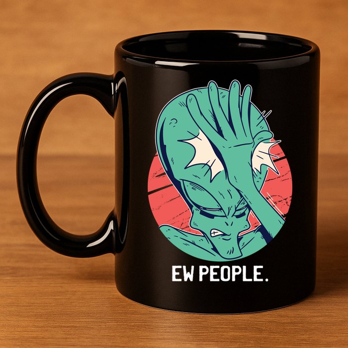 Ew People Alien Facepalm 11oz C Handle Ceramic Mug