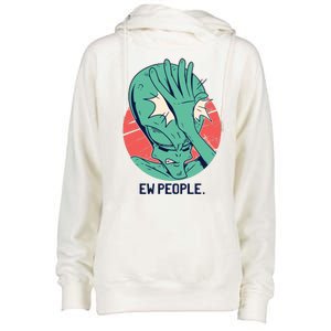 Ew People Alien Facepalm Womens Funnel Neck Pullover Hood