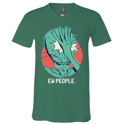 Ew People Alien Facepalm V-Neck T-Shirt