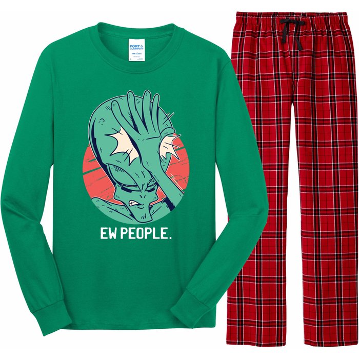 Ew People Alien Facepalm Long Sleeve Pajama Set