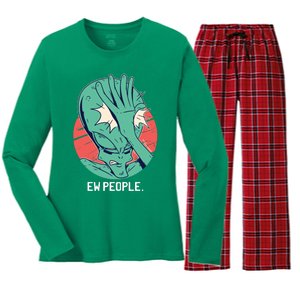 Ew People Alien Facepalm Women's Long Sleeve Flannel Pajama Set 