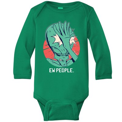 Ew People Alien Facepalm Baby Long Sleeve Bodysuit