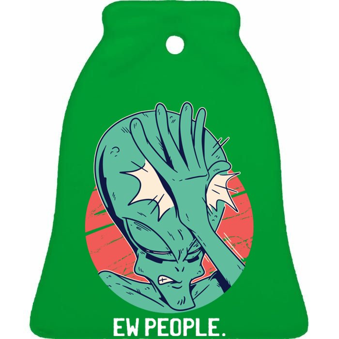 Ew People Alien Facepalm Ceramic Bell Ornament