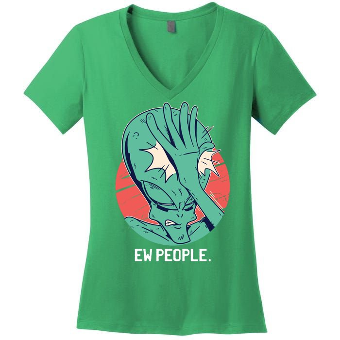 Ew People Alien Facepalm Women's V-Neck T-Shirt