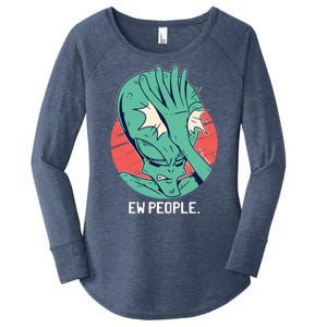 Ew People Alien Facepalm Women's Perfect Tri Tunic Long Sleeve Shirt