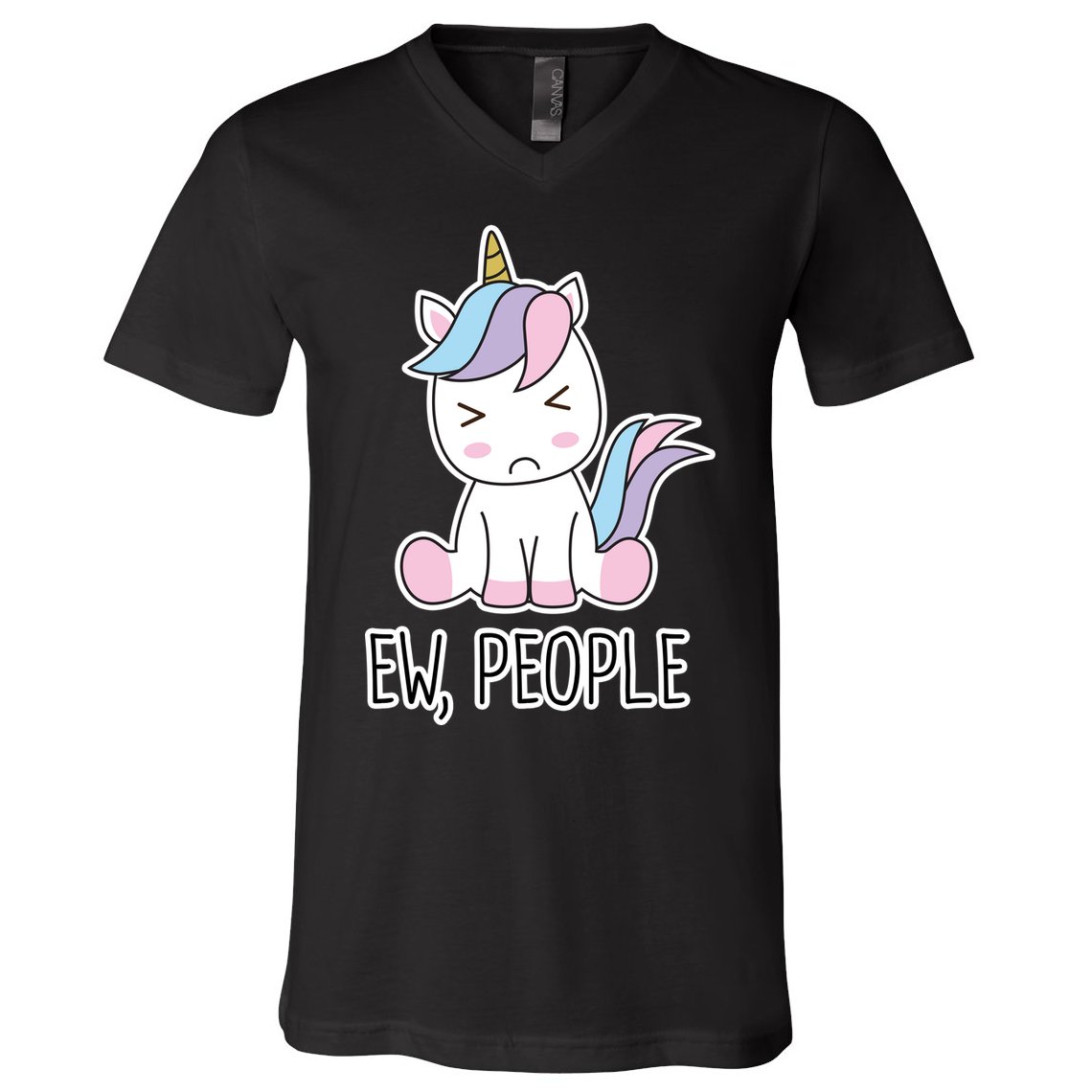 Ew People Funny Cute Unicorn V-Neck T-Shirt