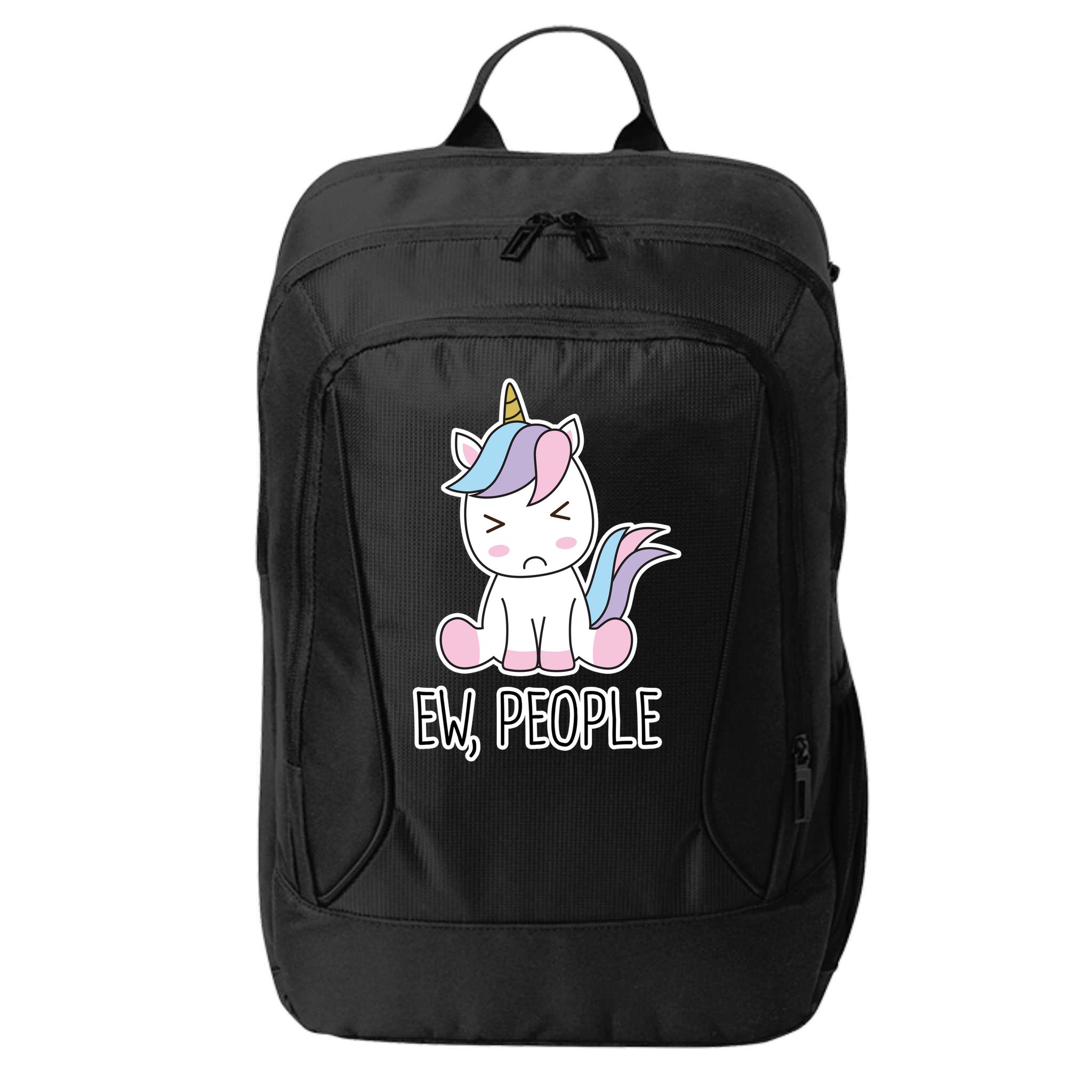 Ew People Funny Cute Unicorn City Backpack