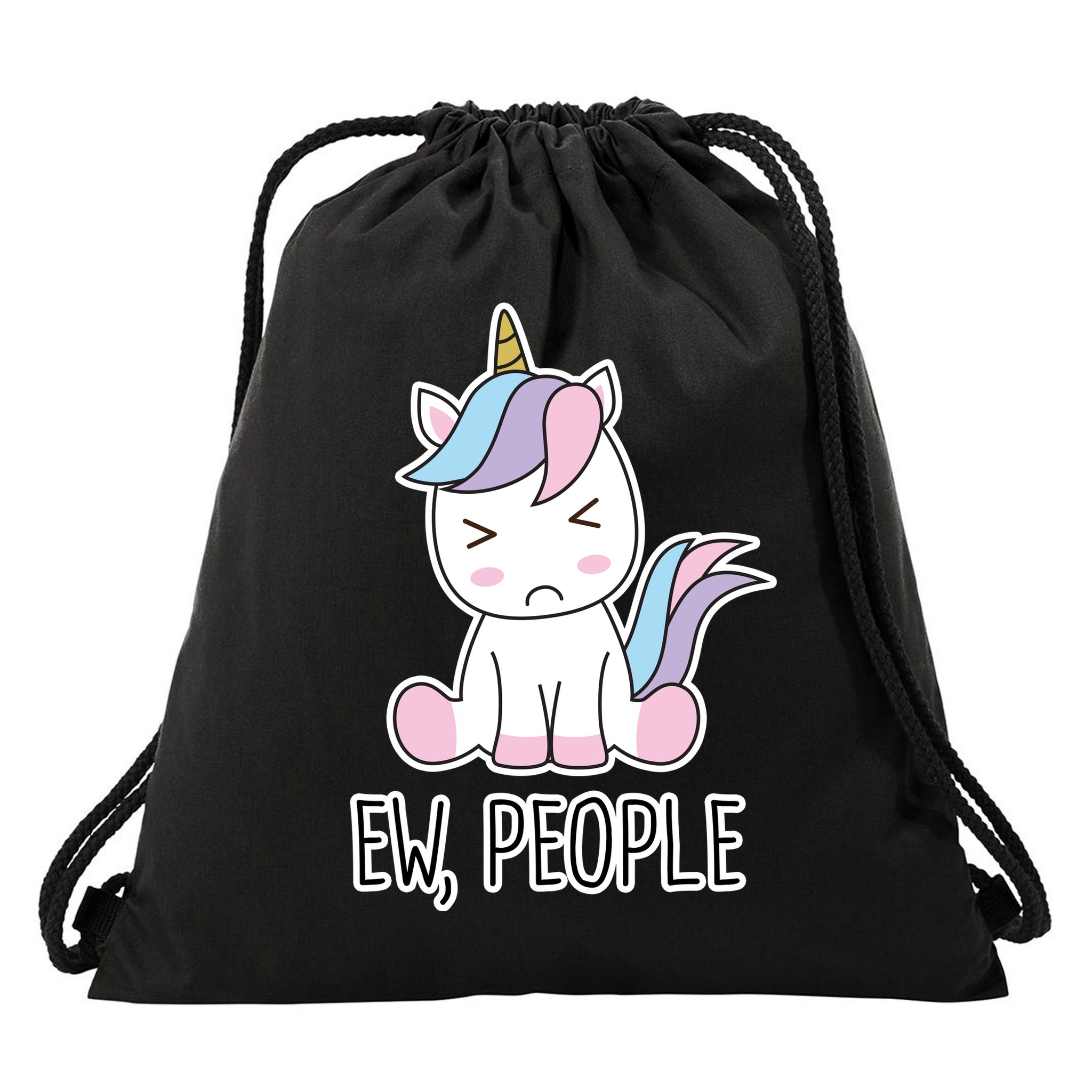 Ew People Funny Cute Unicorn Drawstring Bag