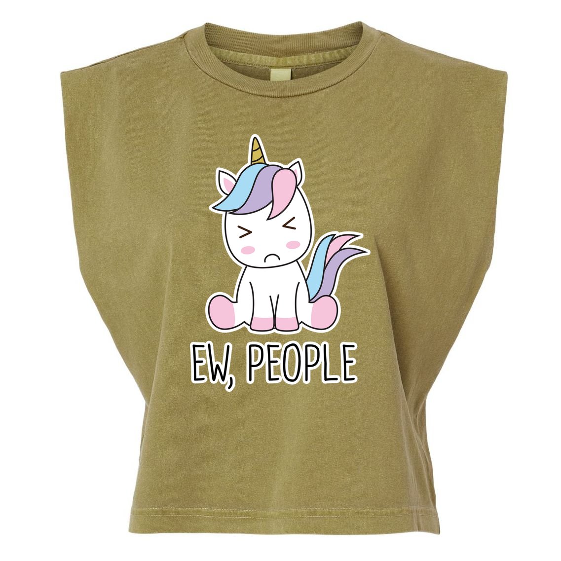 Ew People Funny Cute Unicorn Garment-Dyed Women's Muscle Tee