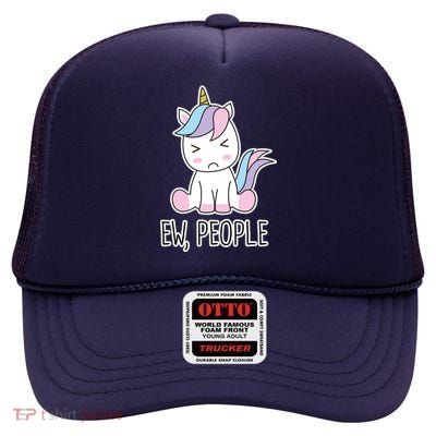 Ew People Funny Cute Unicorn High Crown Mesh Back Trucker Hat