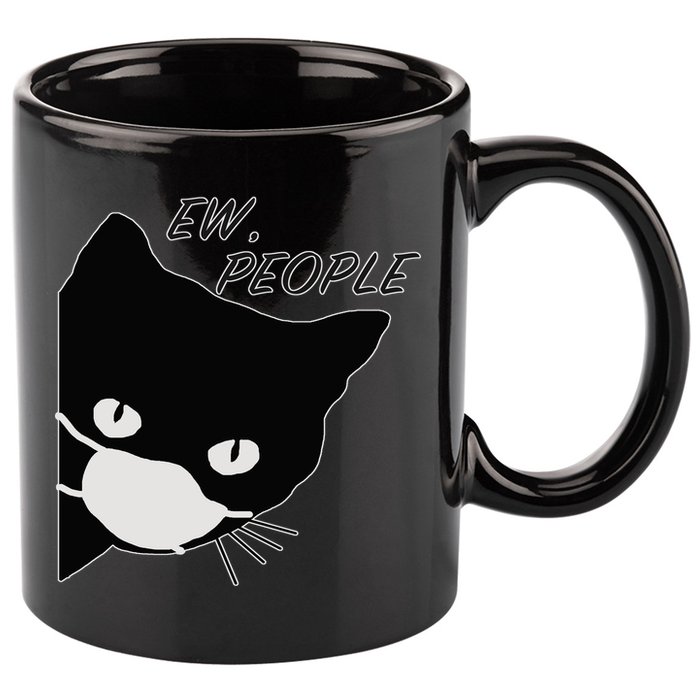 Ew People Quarantine Cat 11oz C Handle Ceramic Mug