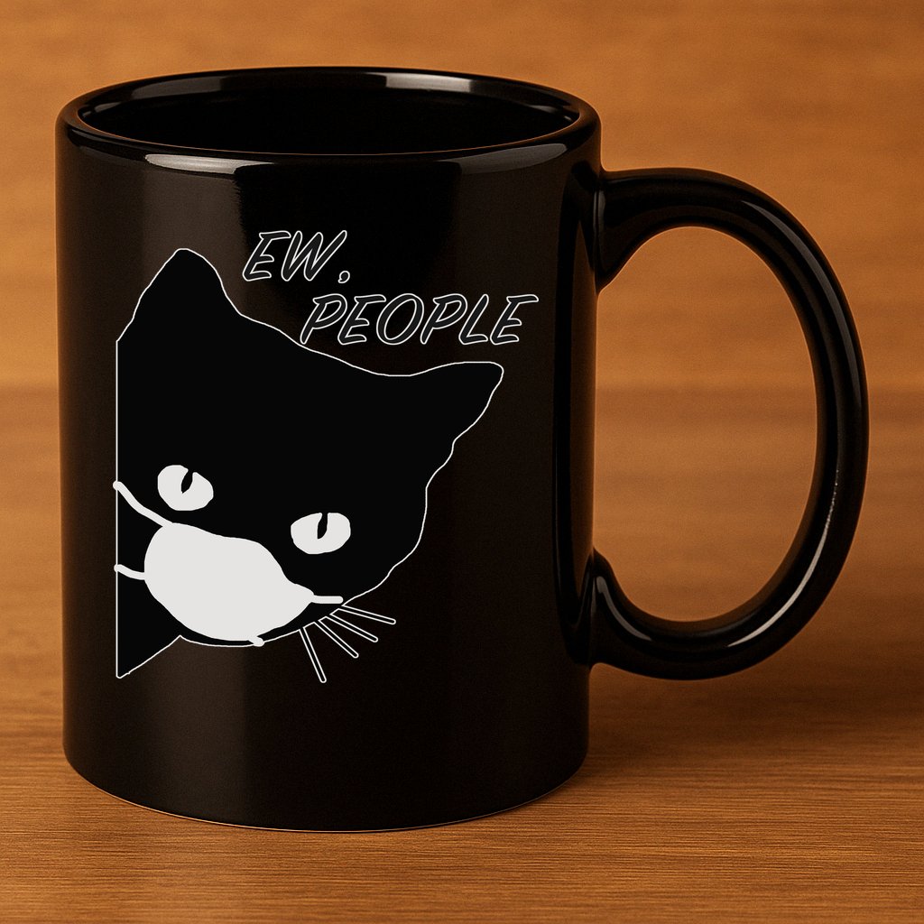 Ew People Quarantine Cat 11oz C Handle Ceramic Mug
