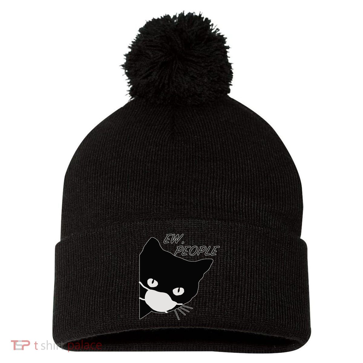 Ew People Quarantine Cat Pom Pom 12in Knit Beanie