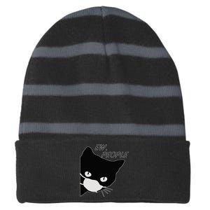 Ew People Quarantine Cat Striped Beanie with Solid Band