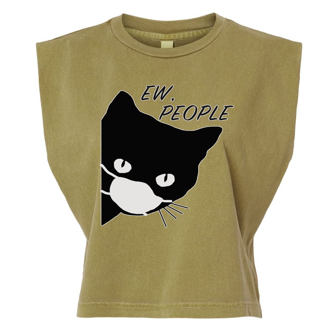 Ew People Quarantine Cat Garment-Dyed Women's Muscle Tee