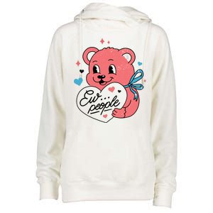 Ew People Teddy Bear Womens Funnel Neck Pullover Hood