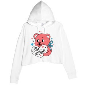 Ew People Teddy Bear Crop Fleece Hoodie