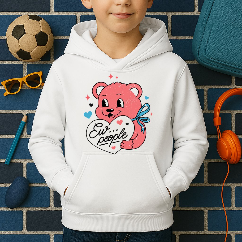 Ew People Teddy Bear Kids Hoodie