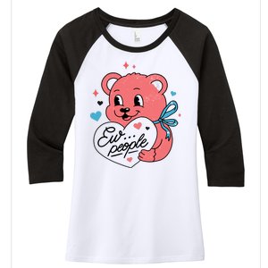 Ew People Teddy Bear Women's Tri-Blend 3/4-Sleeve Raglan Shirt