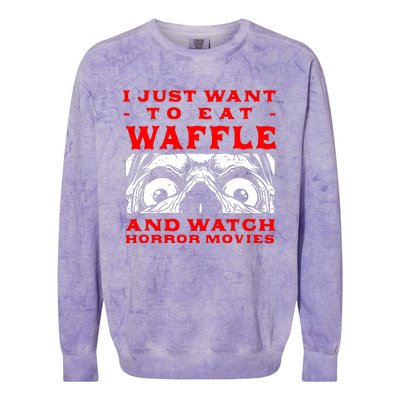 Eat Waffle And Watch Horror Movies Pancake Movie Lover Colorblast Crewneck Sweatshirt