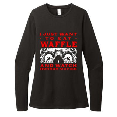 Eat Waffle And Watch Horror Movies Pancake Movie Lover Womens CVC Long Sleeve Shirt