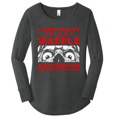 Eat Waffle And Watch Horror Movies Pancake Movie Lover Women's Perfect Tri Tunic Long Sleeve Shirt