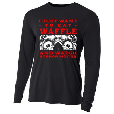 Eat Waffle And Watch Horror Movies Pancake Movie Lover Cooling Performance Long Sleeve Crew