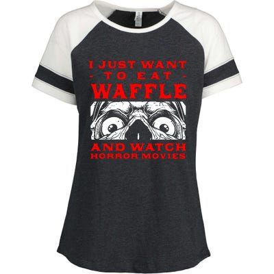 Eat Waffle And Watch Horror Movies Pancake Movie Lover Enza Ladies Jersey Colorblock Tee