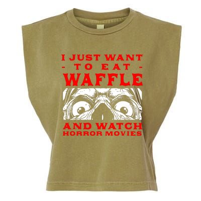 Eat Waffle And Watch Horror Movies Pancake Movie Lover Garment-Dyed Women's Muscle Tee