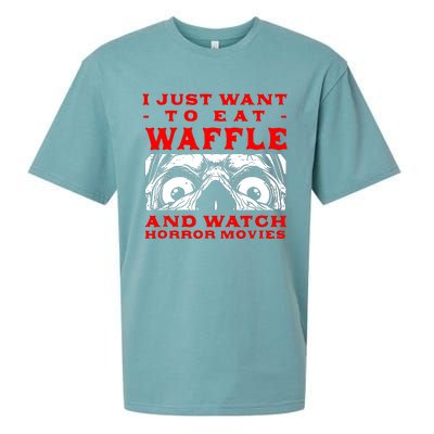 Eat Waffle And Watch Horror Movies Pancake Movie Lover Sueded Cloud Jersey T-Shirt