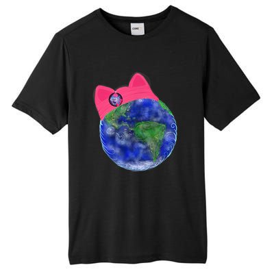 Earth Wearing A Pink Pussy Cat Hat Tall Fusion ChromaSoft Performance T-Shirt