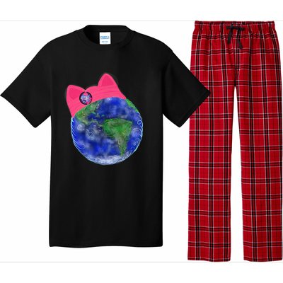 Earth Wearing A Pink Pussy Cat Hat Pajama Set