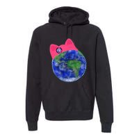 Earth Wearing A Pink Pussy Cat Hat Premium Hoodie