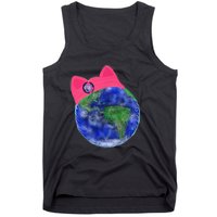 Earth Wearing A Pink Pussy Cat Hat Tank Top