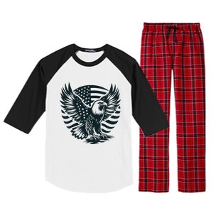 Eagle With American Flag Raglan Sleeve Pajama Set