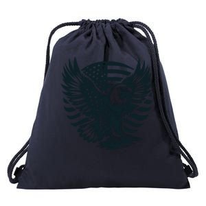 Eagle With American Flag Drawstring Bag