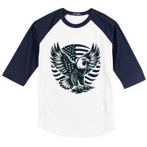 Eagle With American Flag Baseball Sleeve Shirt