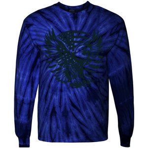 Eagle With American Flag Tie-Dye Long Sleeve Shirt