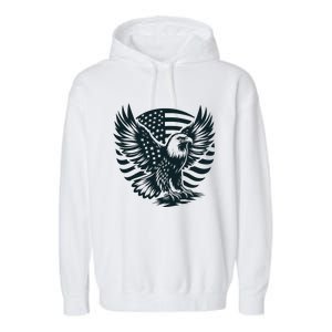 Eagle With American Flag Garment-Dyed Fleece Hoodie