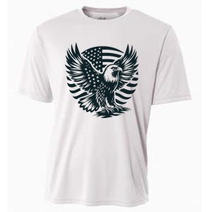 Eagle With American Flag Cooling Performance Crew T-Shirt