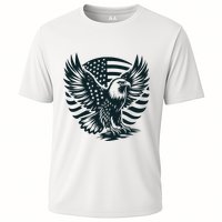 Eagle With American Flag Cooling Performance Crew T-Shirt