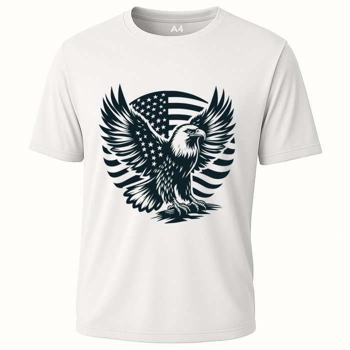 Eagle With American Flag Cooling Performance Crew T-Shirt
